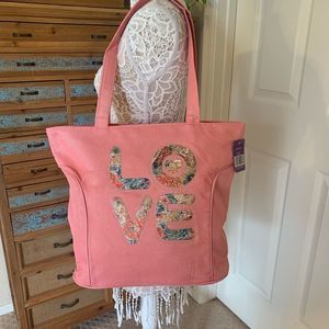 LOVE Tote Bag - Large - Coral - NWT